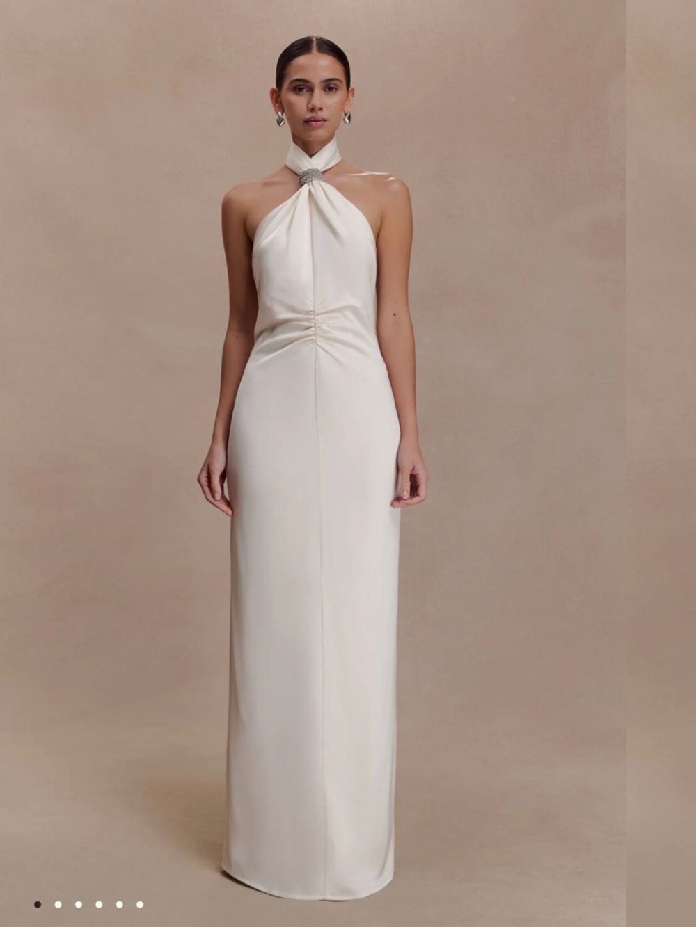 Meshki Cream Halter Maxi Dress